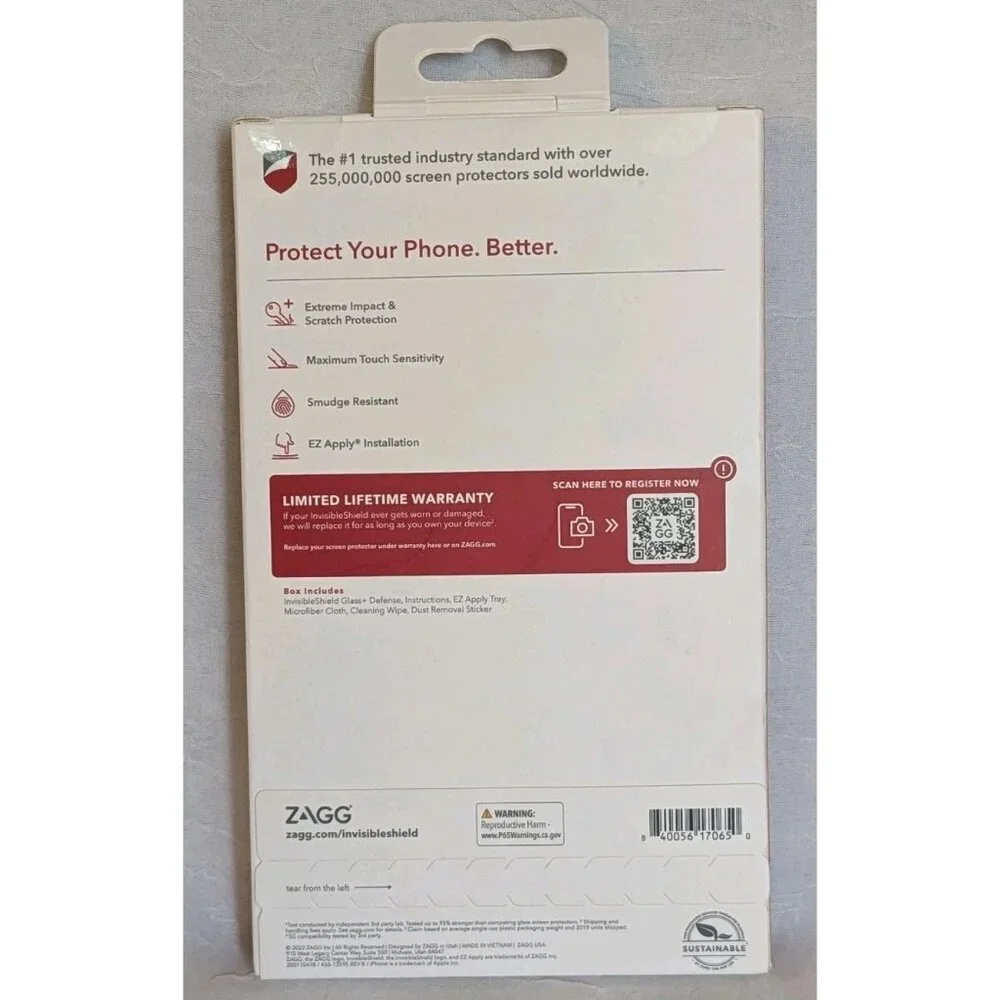 New ZAGG iPhone 14 Screen Protector InvisibleShield Glass+ Defense 5G Compatible